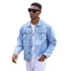 2 Casual Jean Jacket for Men Ripped Sports Denim Jacket