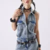 3 Halter Low Rise Denim Dress