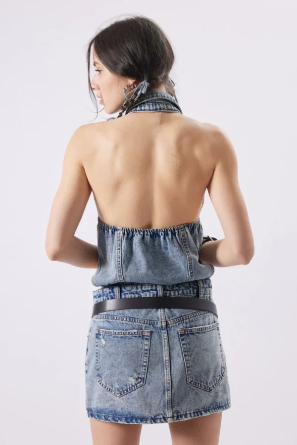 4 Halter Low Rise Denim Dress