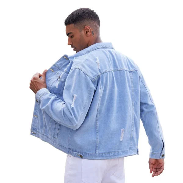 4 Casual Jean Jacket for Men Ripped Sports Denim Jacket