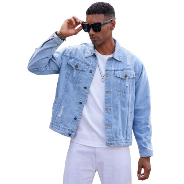 5 Casual Jean Jacket for Men Ripped Sports Denim Jacket