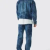 Relaxed Cropped Renaissance Laser Print Jean Jacket