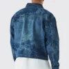 Relaxed Cropped Renaissance Laser Print Jean Jacket