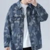 Laser Engraving Print Jacket Men's Denim Jackets Coat Boy Autumn Winter Long Sleeve Jean Casual Outwear Laser Engraving Print Loose Tops Outwear blue