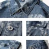 Laser Engraving Print Jacket Men's Denim Jackets Coat Boy Autumn Winter Long Sleeve Jean Casual Outwear Laser Engraving Print Loose Tops Outwear blue