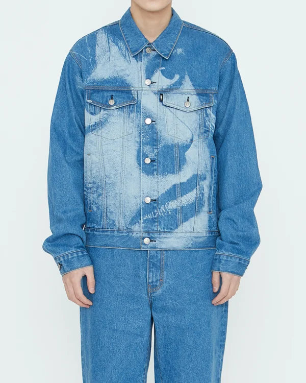 Laser Engraving Print Jacket Laser Engraving Face Denim Jacket