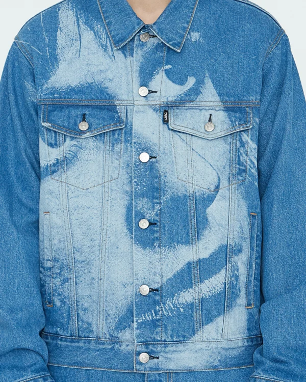 Laser Engraving Print Jacket Laser Engraving Face Denim Jacket