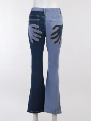 Contrast Palm Patch Embroidered Jeans