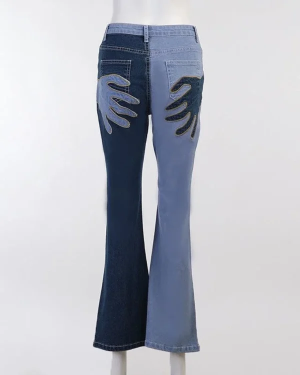 Contrast Palm Patch Embroidered Jeans