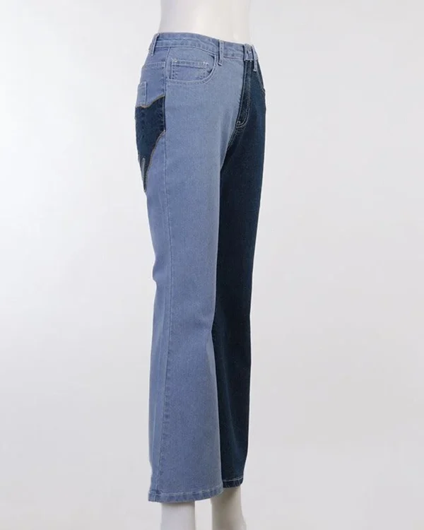 Contrast Palm Patch Embroidered Jeans