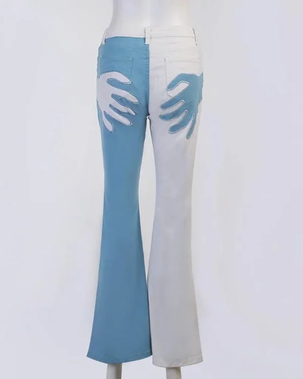 Contrast Palm Patch Embroidered Jeans
