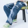 Affixed Cloth Embroidery Denim Clothing Washing Out Color Affixed Cloth Embroidery Denim Jeans