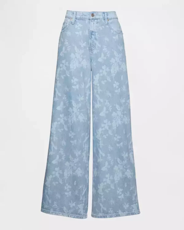 Baggy jean with an allover floral print Baggy jean with an allover floral print