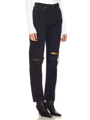 Black denim ripped high rise pants Black denim ripped high rise pants