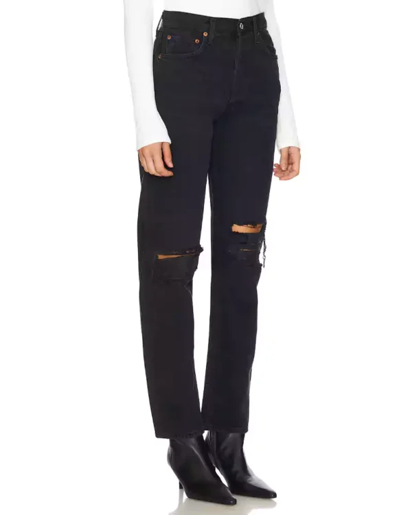 Black denim ripped high rise pants Black denim ripped high rise pants