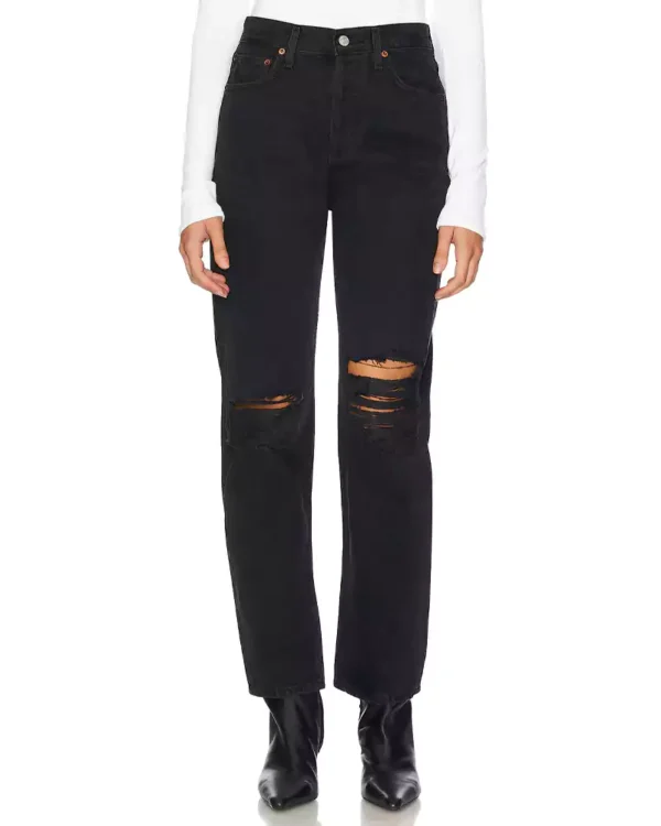 Black denim ripped high rise pants Black denim ripped high rise pants