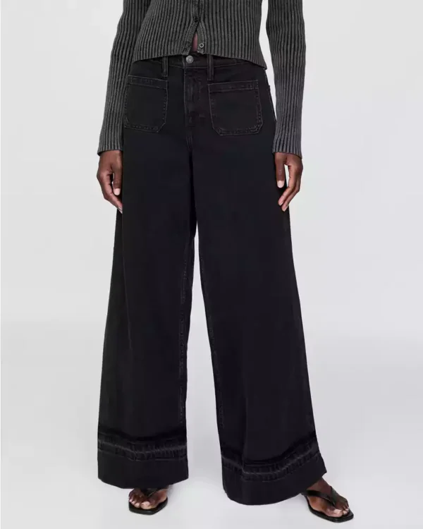 Black stone wash relaxed fit jeans