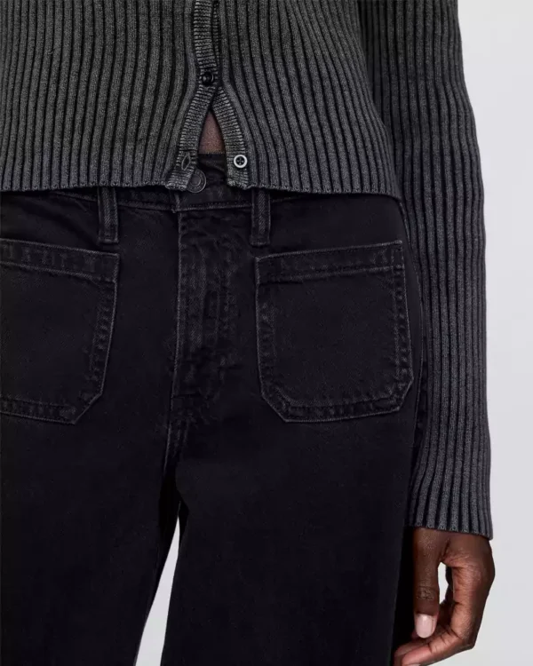 Black stone wash relaxed fit jeans