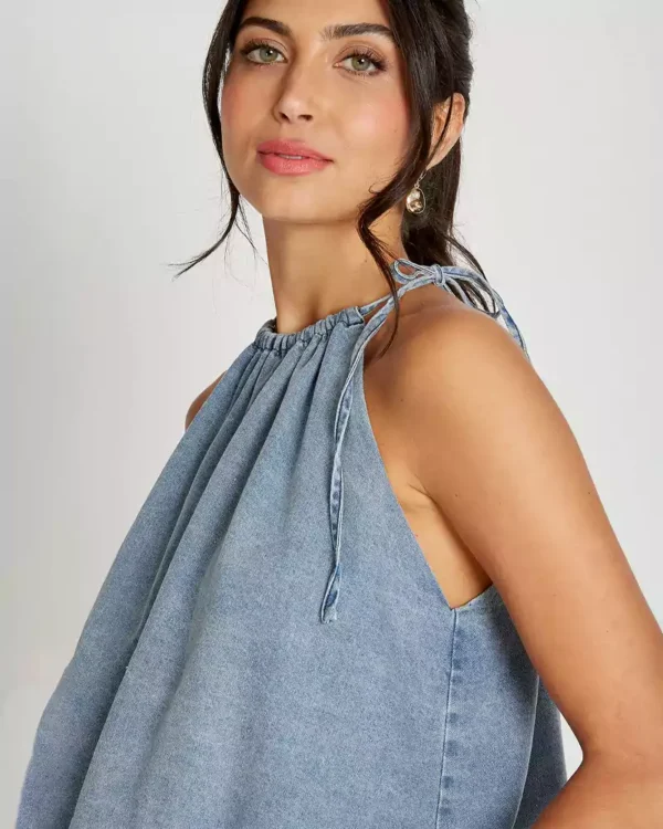 Blue Denim Halter Neck Top Blue Denim Halter Neck Top