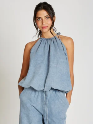Blue Denim Halter Neck Top