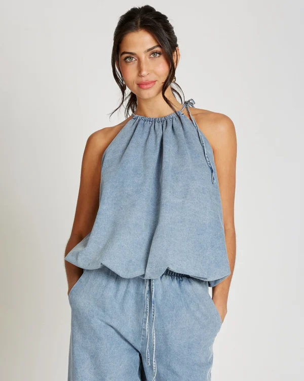 Blue Denim Halter Neck Top Blue Denim Halter Neck Top