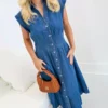 Button Down denim women dress