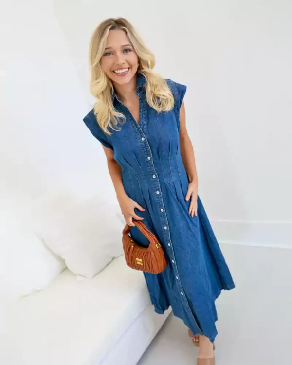Button Down denim women dress