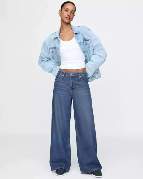 Dark blue Mid Rise UltraSoft Baggy Jeans