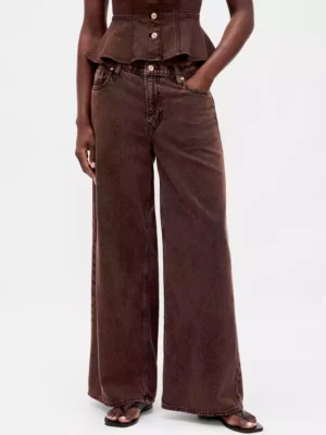 Dark brown washed Baggy Jeans
