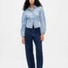 Denim Balloon-Sleeve Shirt
