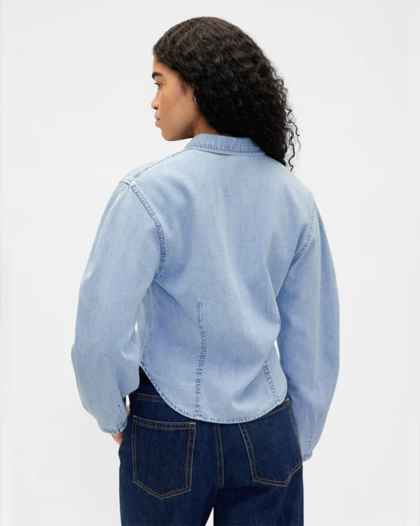 Denim Balloon-Sleeve Shirt