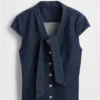 Denim Tie-Neck Top