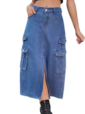 Denim jeans long skirt