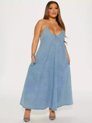 Desiree Denim Maxi Dress - Light Wash Desiree Denim Maxi Dress - Light Wash