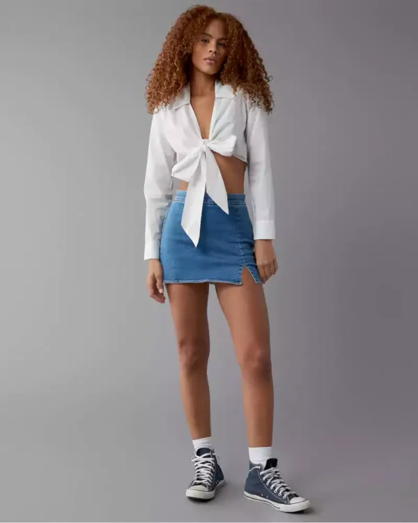 High-Waisted Denim Skort High-Waisted Denim Skort