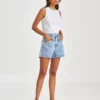 Light blue washed denim shorts