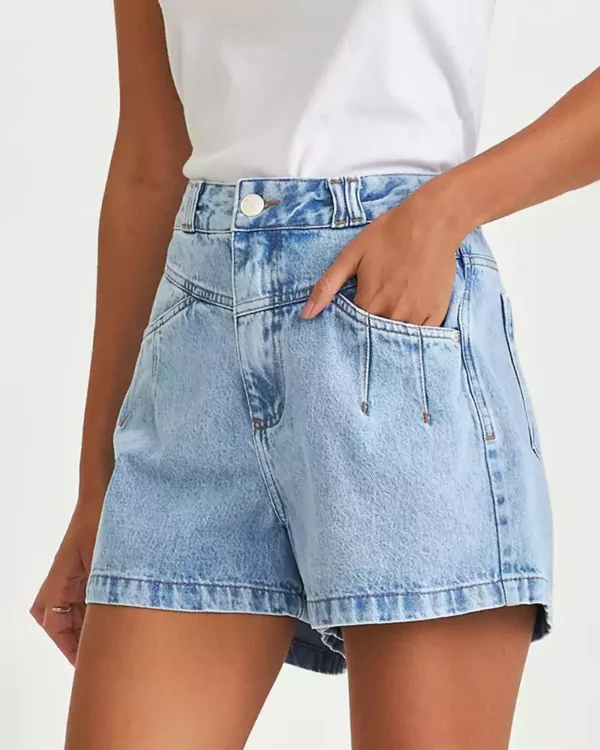 Light blue washed denim shorts