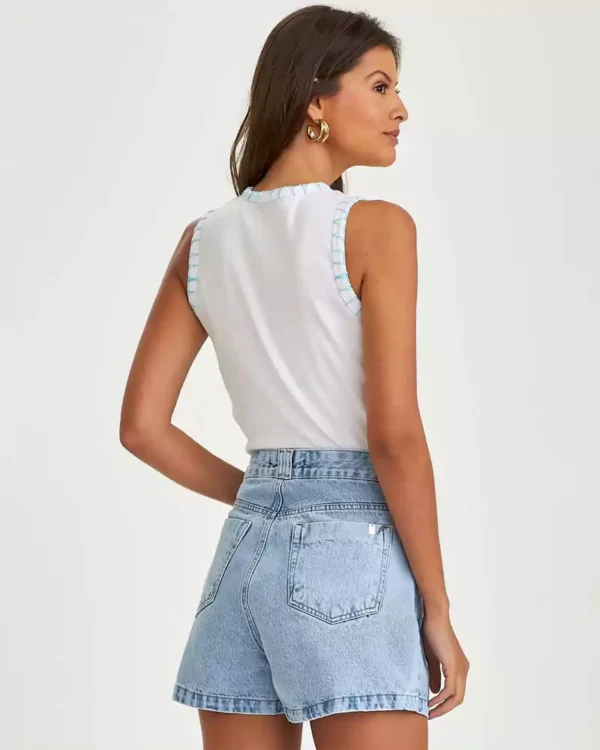 Light blue washed denim shorts