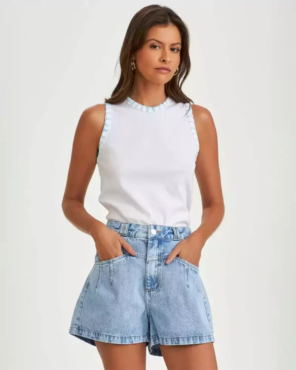 Light blue washed denim shorts