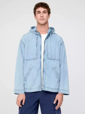 Light blue zip-up oversize denim jacket Light blue zip-up oversize denim jacket