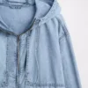 Light blue zip-up oversize denim jacket