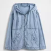 Light blue zip-up oversize denim jacket