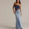 Light washed denim maxi skirts