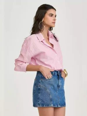 Medium blue washed denim skirt