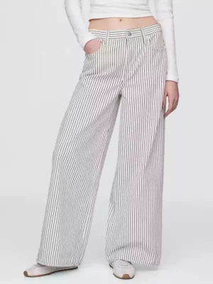 Mid Rise Denim Stripe Baggy Jeans Mid Rise Denim Stripe Baggy Jeans
