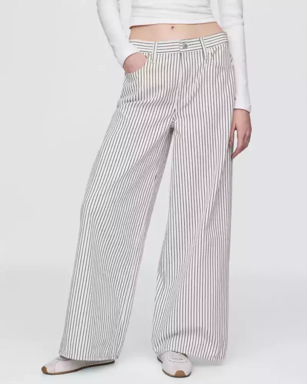 Mid Rise Denim Stripe Baggy Jeans Mid Rise Denim Stripe Baggy Jeans