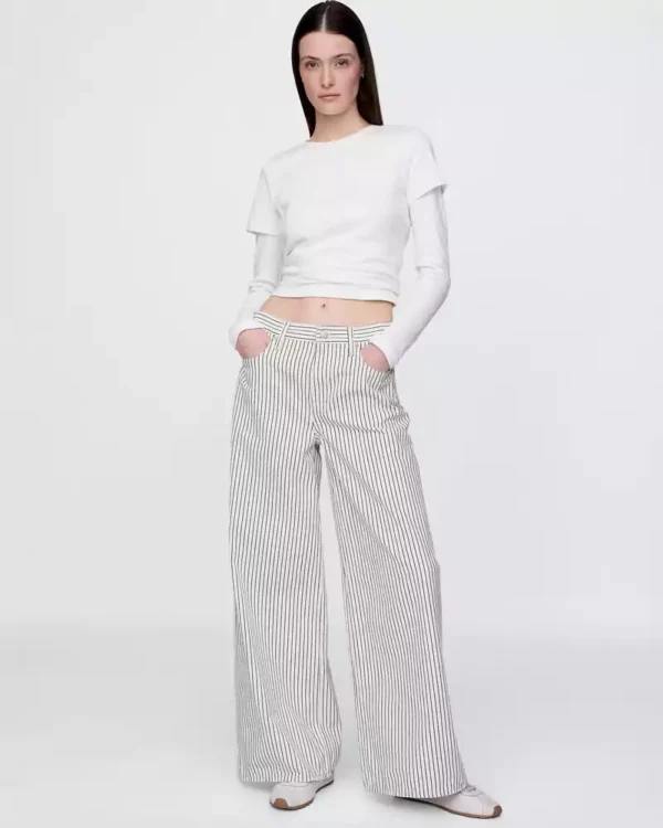 Mid Rise Denim Stripe Baggy Jeans Mid Rise Denim Stripe Baggy Jeans