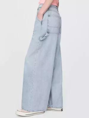 Mid Rise Light blue washed UltraSoft Baggy Jeans