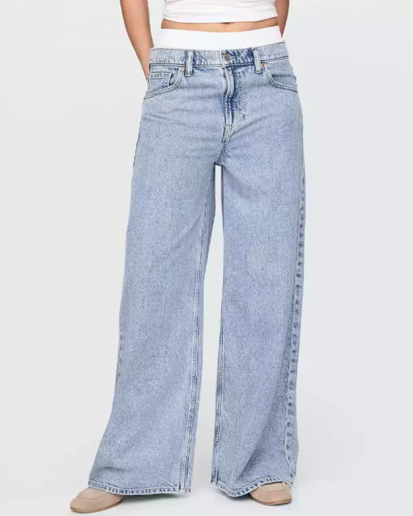 Mid Rise UltraSoft Boxer Baggy Jeans Light blue washed Baggy Jeans