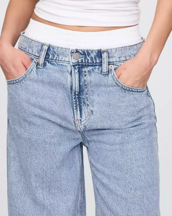 Mid Rise UltraSoft Boxer Baggy Jeans Light blue washed Baggy Jeans